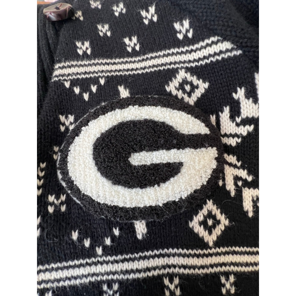 Women's 47 Brand Black & White Green Bay Packers Heavy Knit Cardigan S - Picture 3 of 5